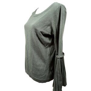 Lumiere Womens Olive Green Flare Ruffle Sleeve Blouse Size Medium